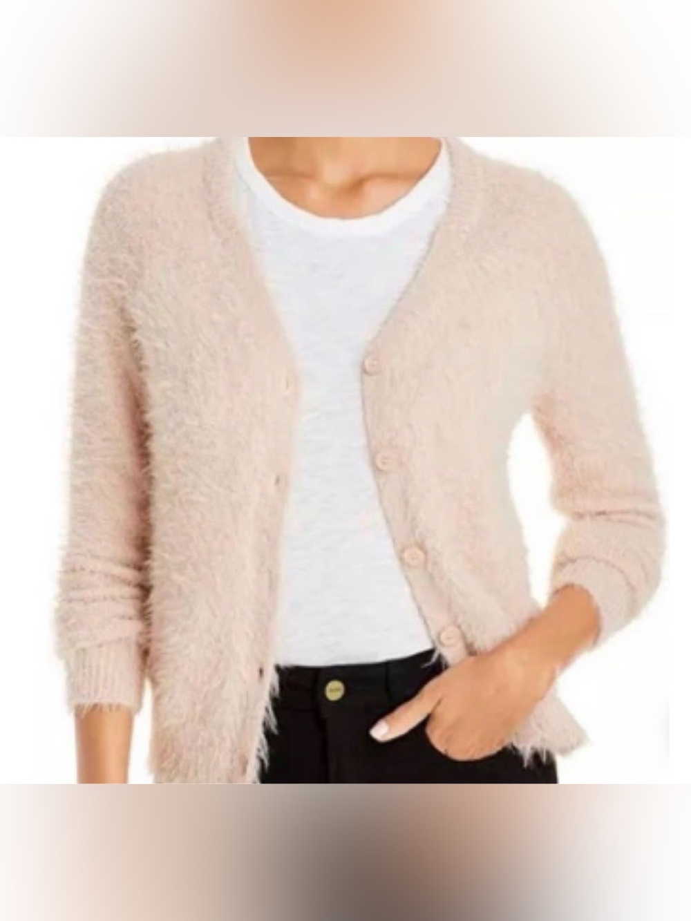Velvet by Graham & Spencer Elle Fuzzy Button-Front Cardigan XS